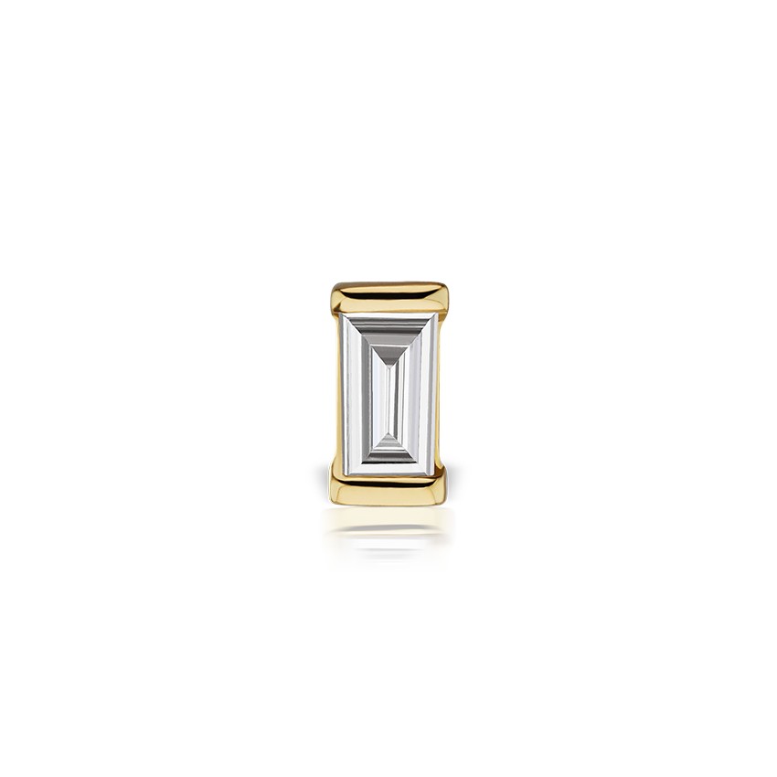 Diamond Baguette Threaded Stud Earring