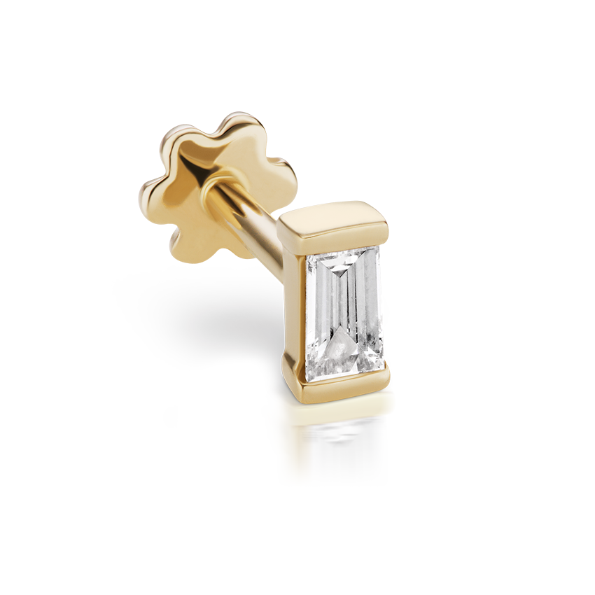 Diamond Baguette Threaded Stud Earring