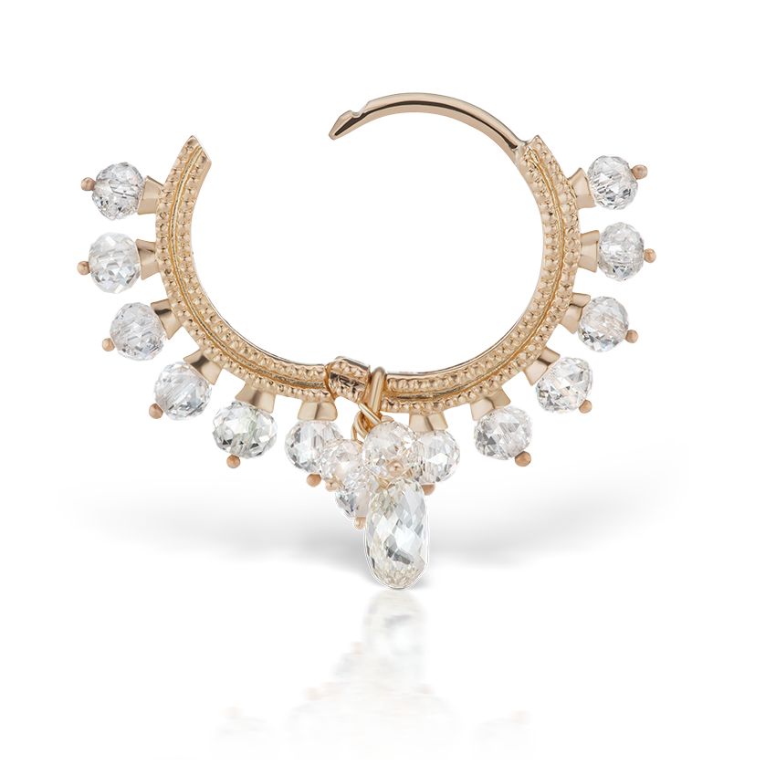 Diamond Coronet with Briolette Hoop Earring