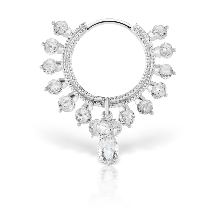 Diamond Coronet with Briolette Hoop Earring
