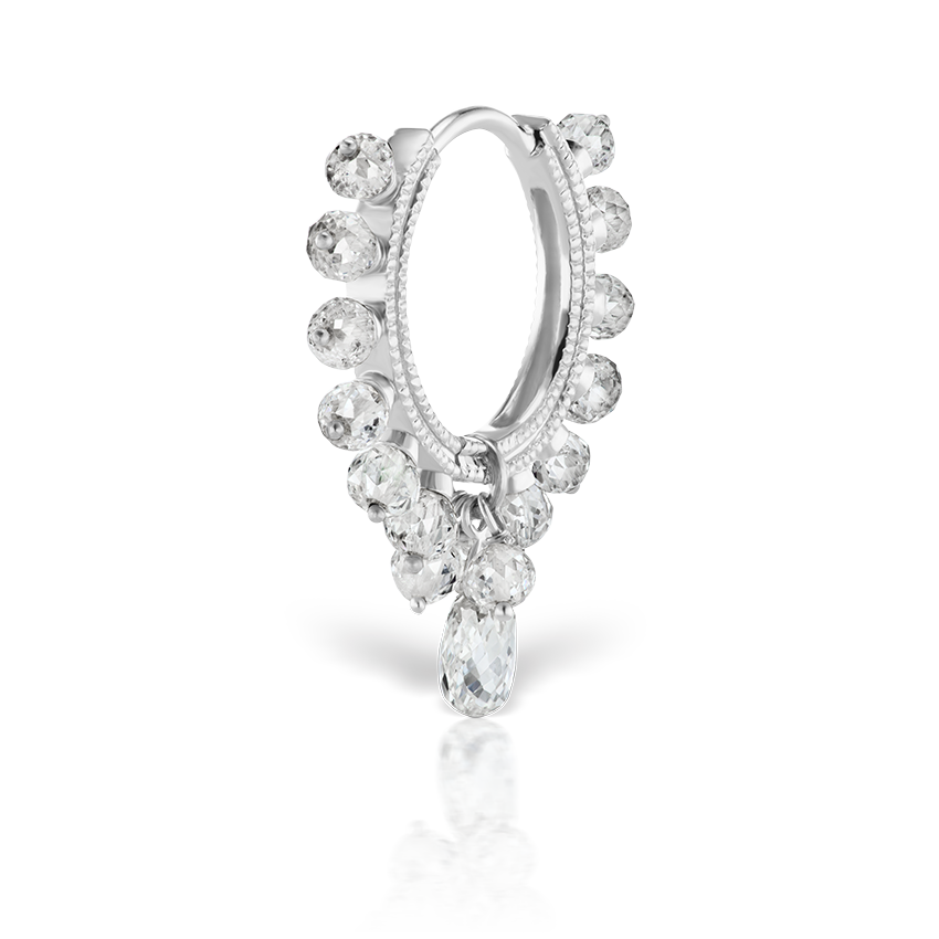 Diamond Coronet with Briolette Hoop Earring