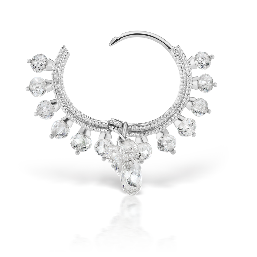 Diamond Coronet with Briolette Hoop Earring