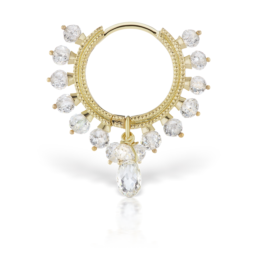 Diamond Coronet with Briolette Hoop Earring