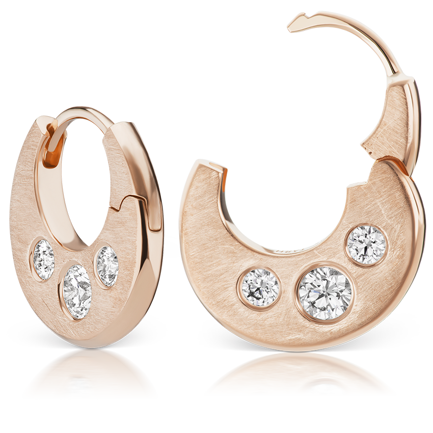 Diamond Crescent Reversible Hoop Earring