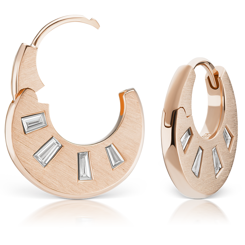 Diamond Crescent Reversible Hoop Earring