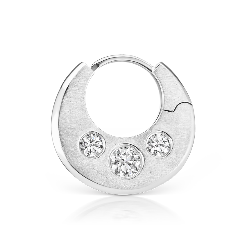 Diamond Crescent Reversible Hoop Earring