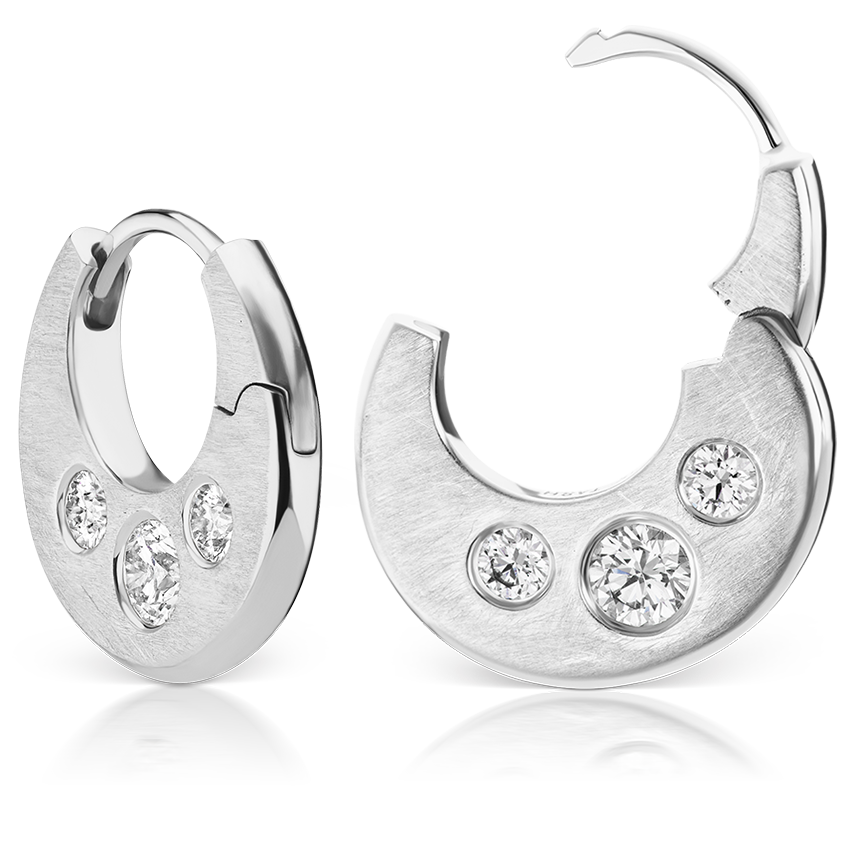 Diamond Crescent Reversible Hoop Earring