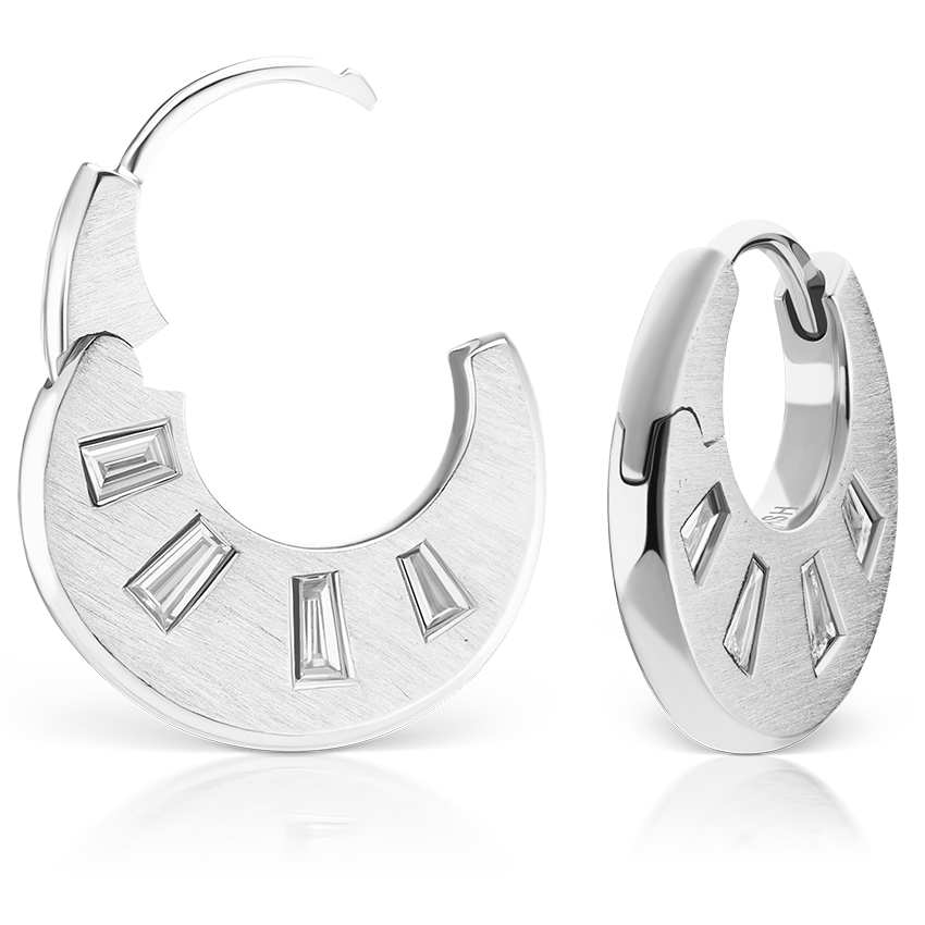Diamond Crescent Reversible Hoop Earring