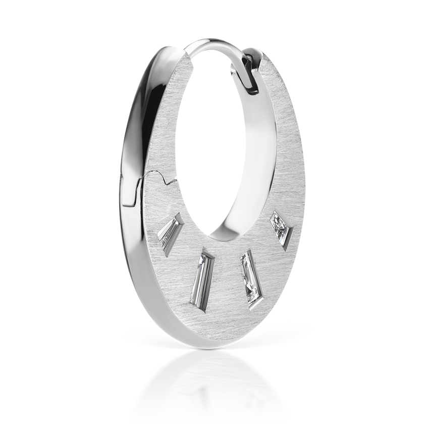 Diamond Crescent Reversible Hoop Earring