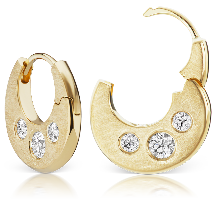 Diamond Crescent Reversible Hoop Earring