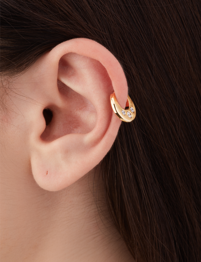 Diamond Crescent Reversible Hoop Earring