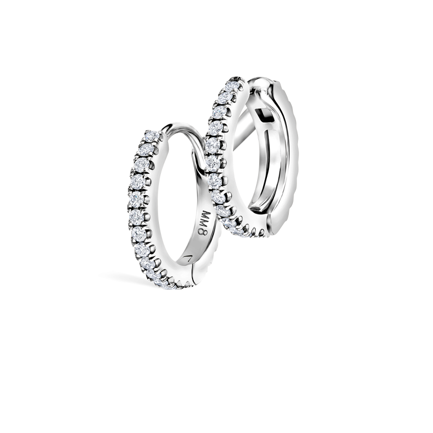 Diamond Double Linked Eternity Hoop Earring and Cuff