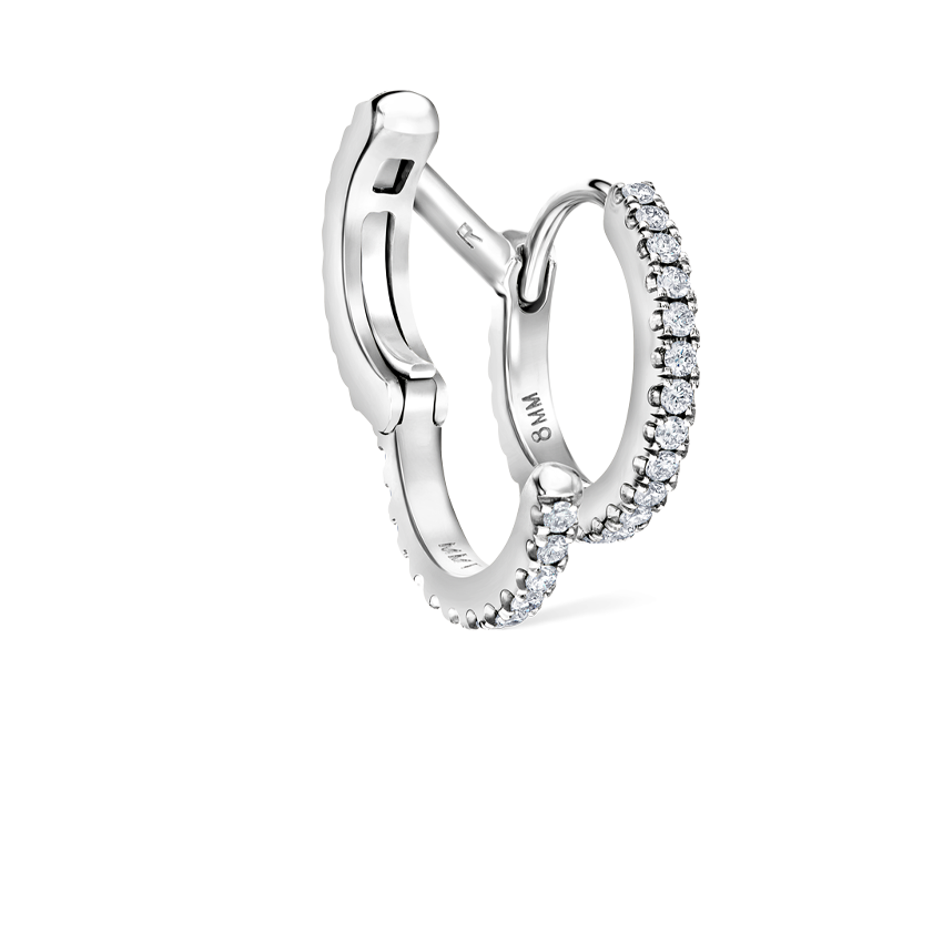 Diamond Double Linked Eternity Hoop Earring and Cuff