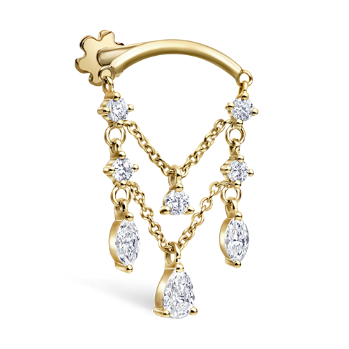 Diamond Drape Chandelier Threaded Stud Earring