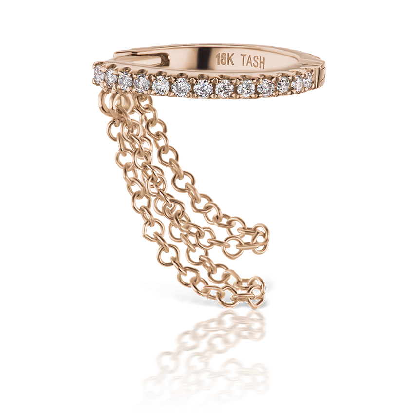 Diamond Eternity with Two Chains Hoop Earring