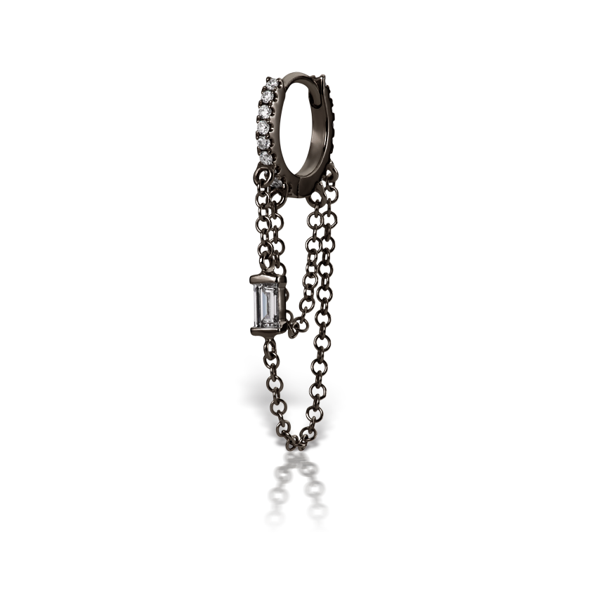Diamond Eternity Hoop with Baguette Diamond and 2 Chains