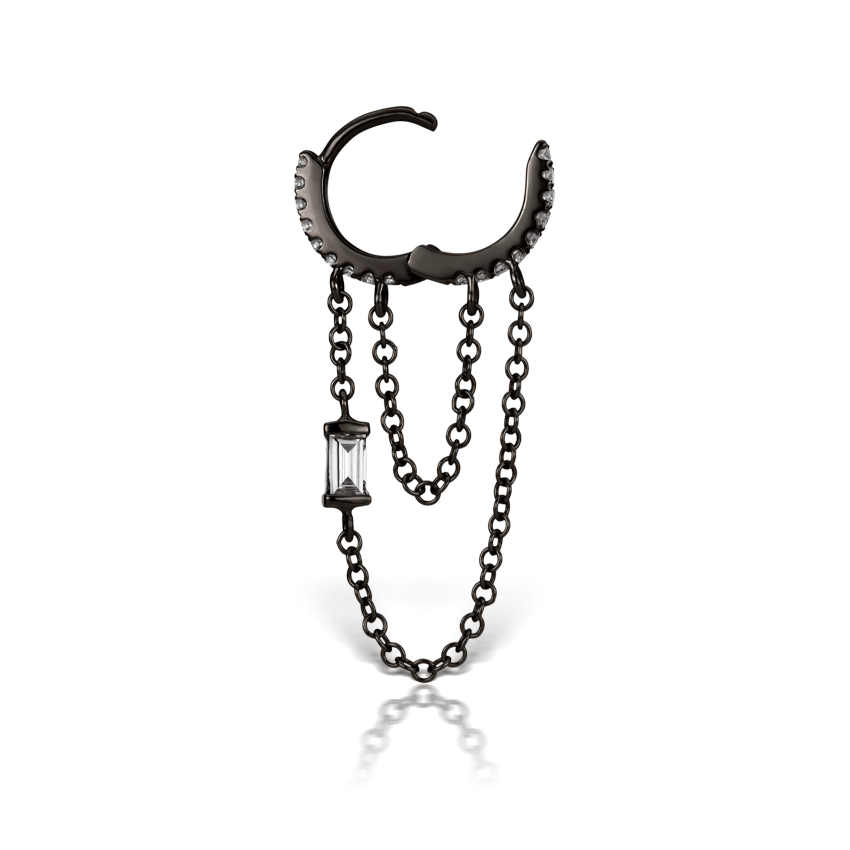 Diamond Eternity Hoop with Baguette Diamond and 2 Chains