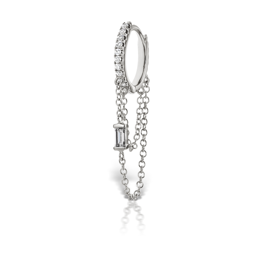 Diamond Eternity Hoop with Baguette Diamond and 2 Chains