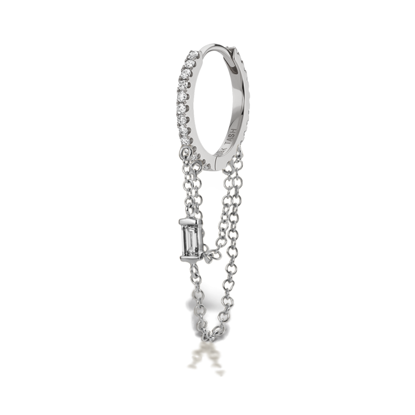 Diamond Eternity Hoop with Baguette Diamond and 2 Chains