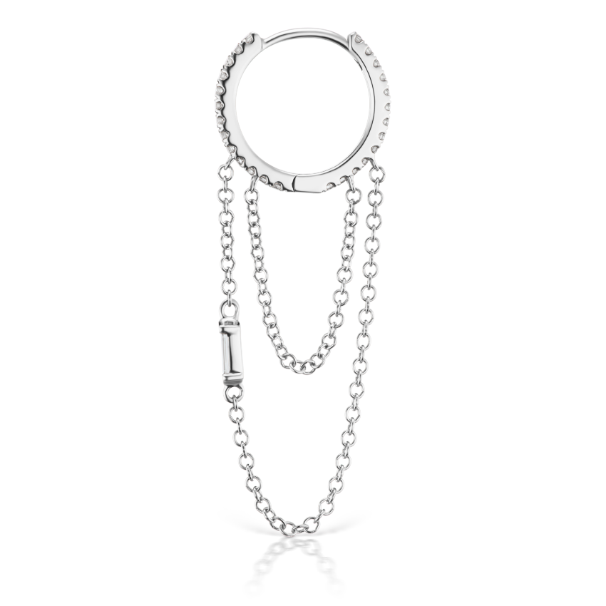 Diamond Eternity Hoop with Baguette Diamond and 2 Chains