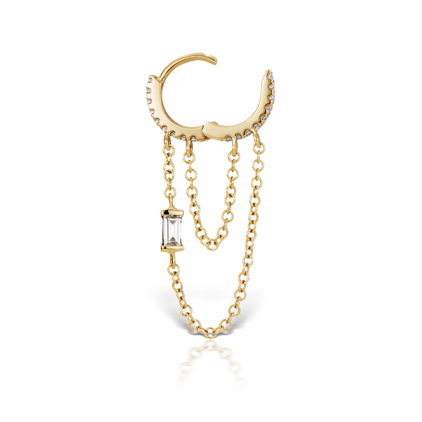 Diamond Eternity Hoop with Baguette Diamond and 2 Chains