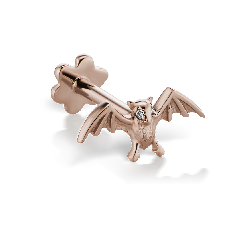 Diamond Eye Bat Threaded Stud Earring With Titanium Backing