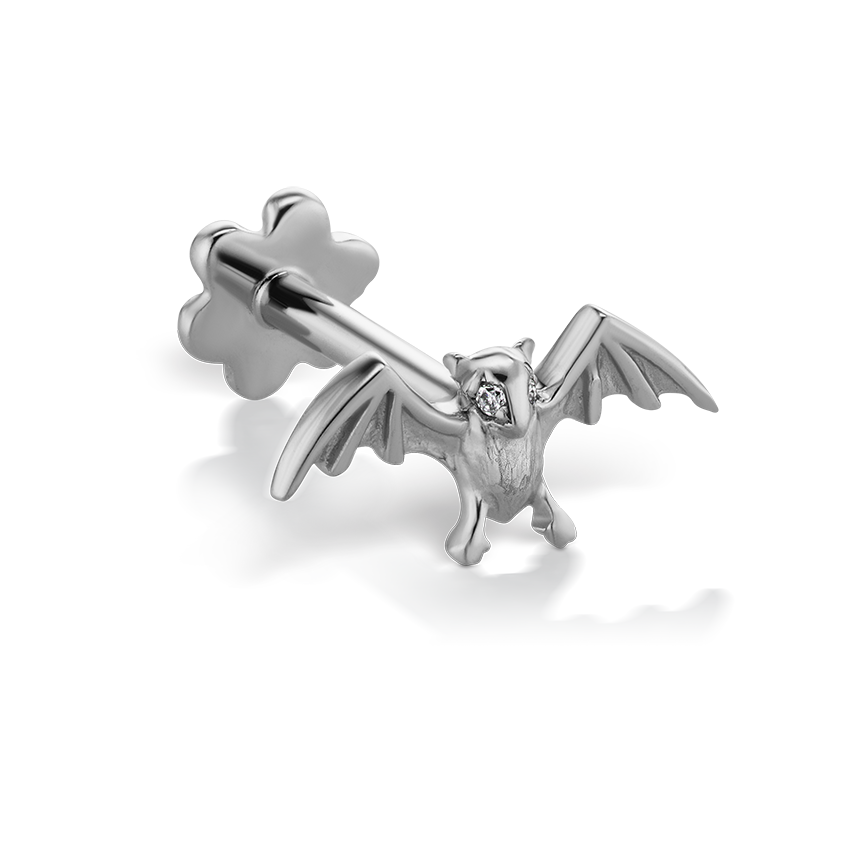 Diamond Eye Bat Threaded Stud Earring With Titanium Backing