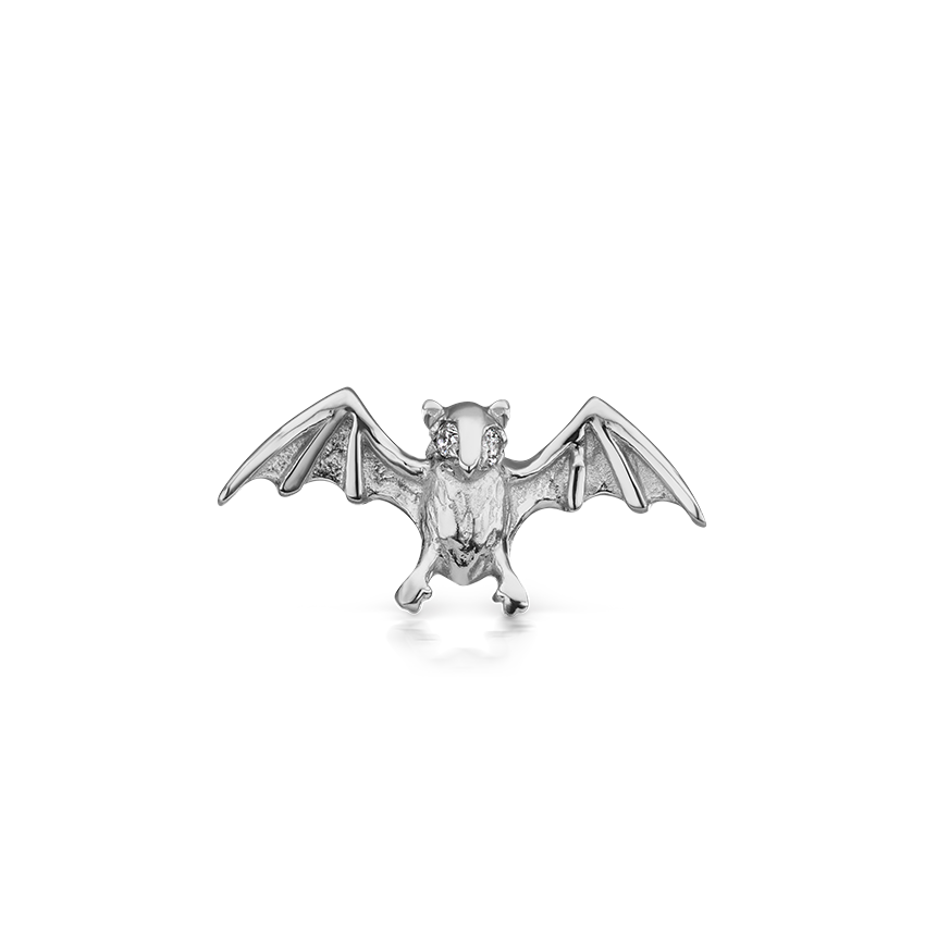 Diamond Eye Bat Threaded Stud Earring With Titanium Backing