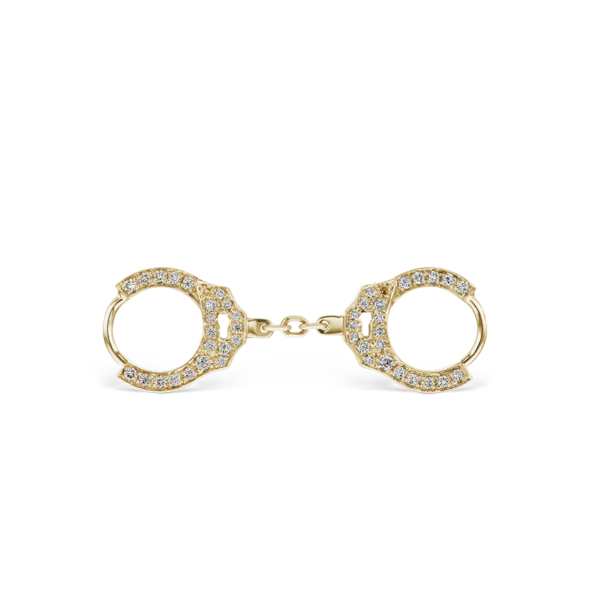 Diamond Handcuff Hoop Earring with Short Chain