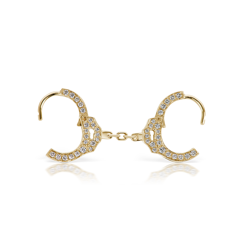 Diamond Handcuff Hoop Earring with Short Chain