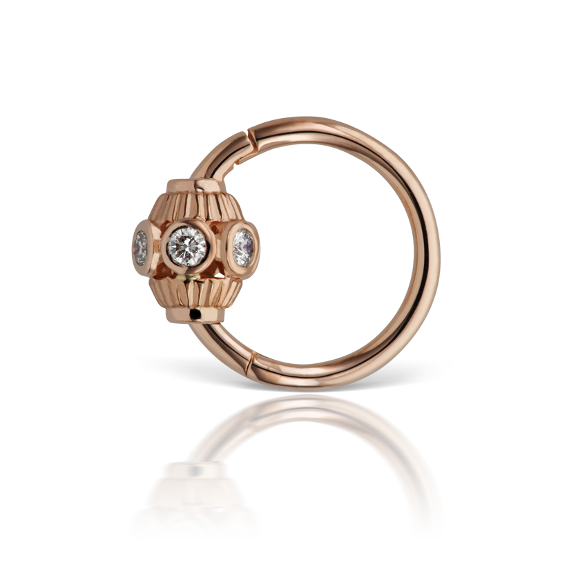 Diamond Indian Bead Hoop Earring