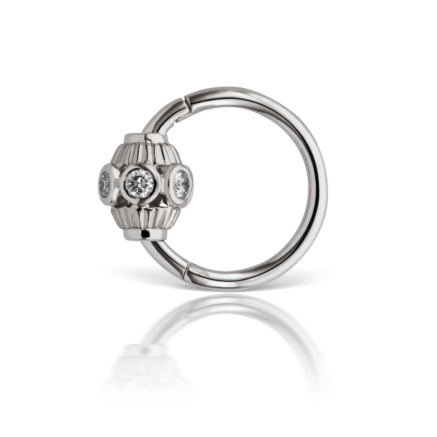 Diamond Indian Bead Hoop Earring