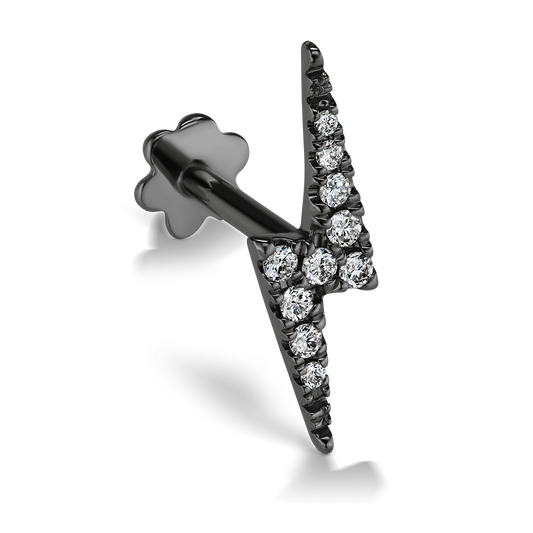 Diamond Lightning Bolt Threaded Stud Earring