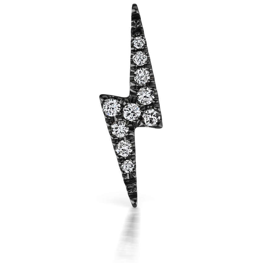 Diamond Lightning Bolt Threaded Stud Earring