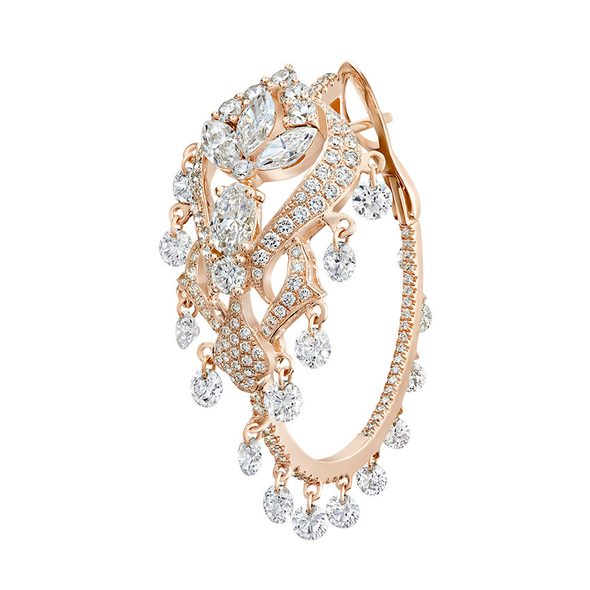 Diamond Lotus Cascade Hoop