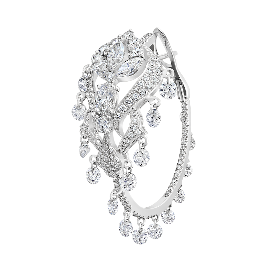 Diamond Lotus Cascade Hoop