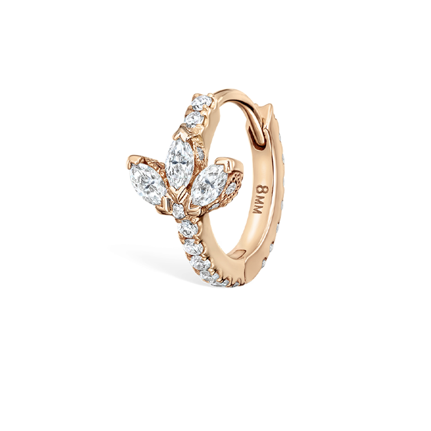 Diamond Lotus Eternity Hoop Earring