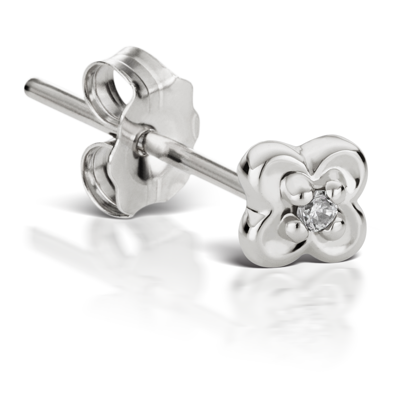 Diamond Lucky Clover Stud Earring