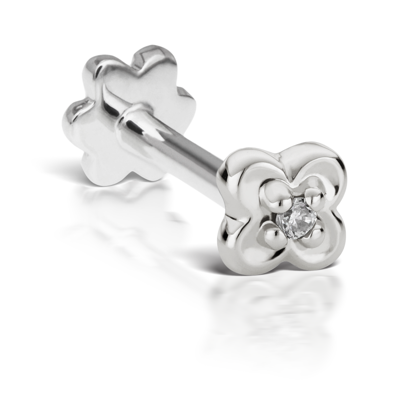 Diamond Lucky Clover Threaded Stud Earring