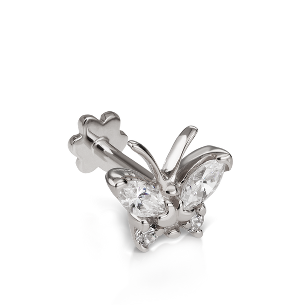 Diamond Marquise Butterfly Threaded Stud Earring – MARIA TASH
