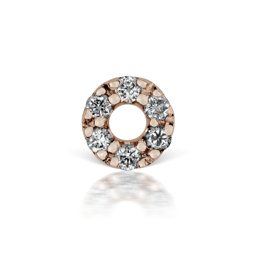 Diamond Micropavé Circle Threaded Stud Earring With Titanium Backing