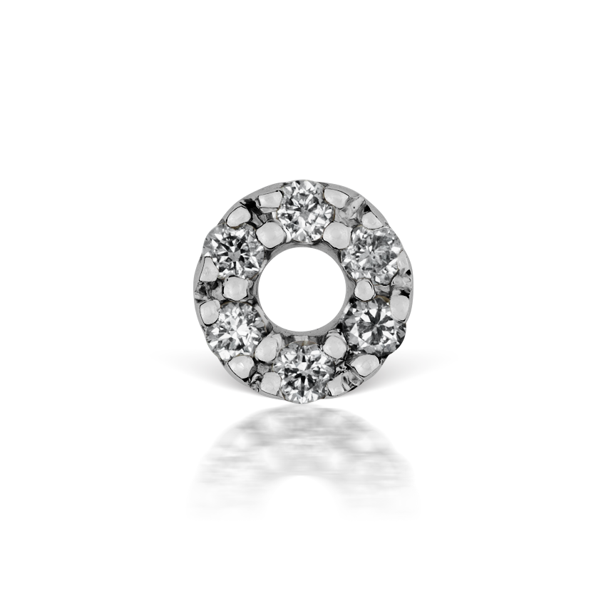 Diamond Micropavé Circle Threaded Stud Earring With Titanium Backing