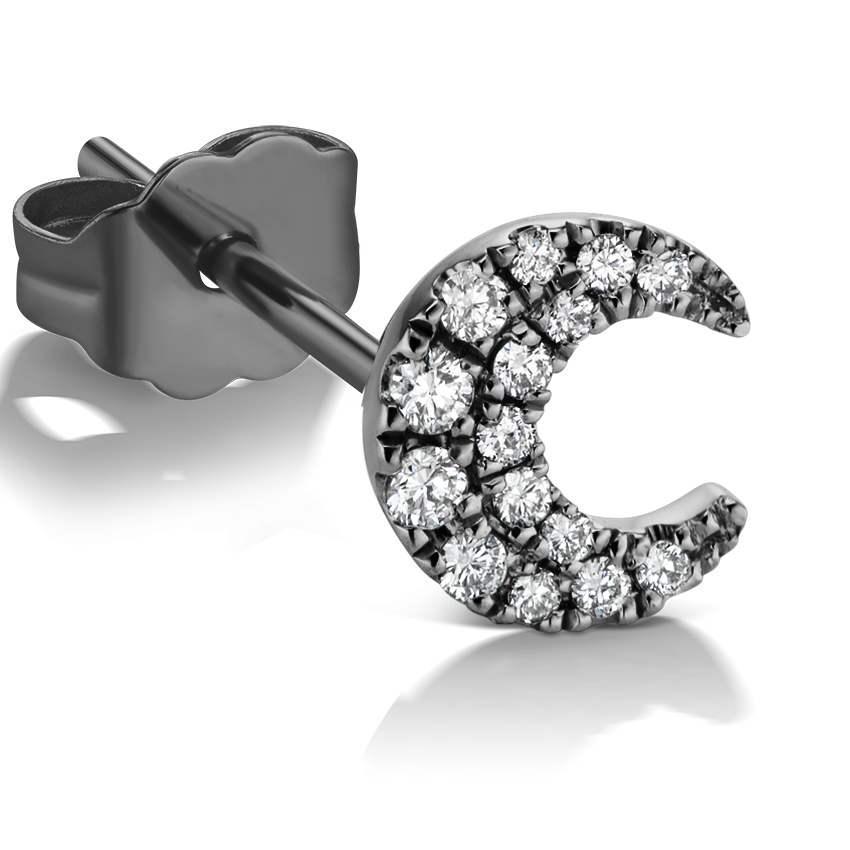 Diamond Moon Stud Earring
