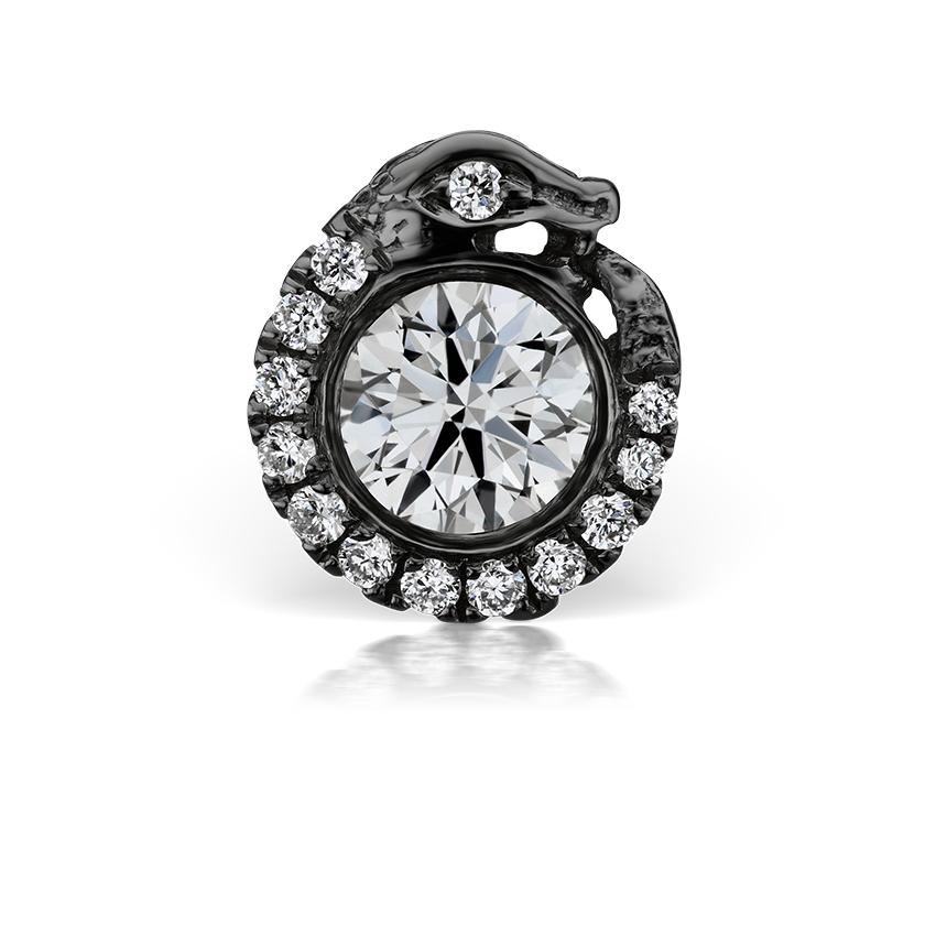 Diamond Pavé Ouroboros Threaded Stud Earring With Titanium Backing