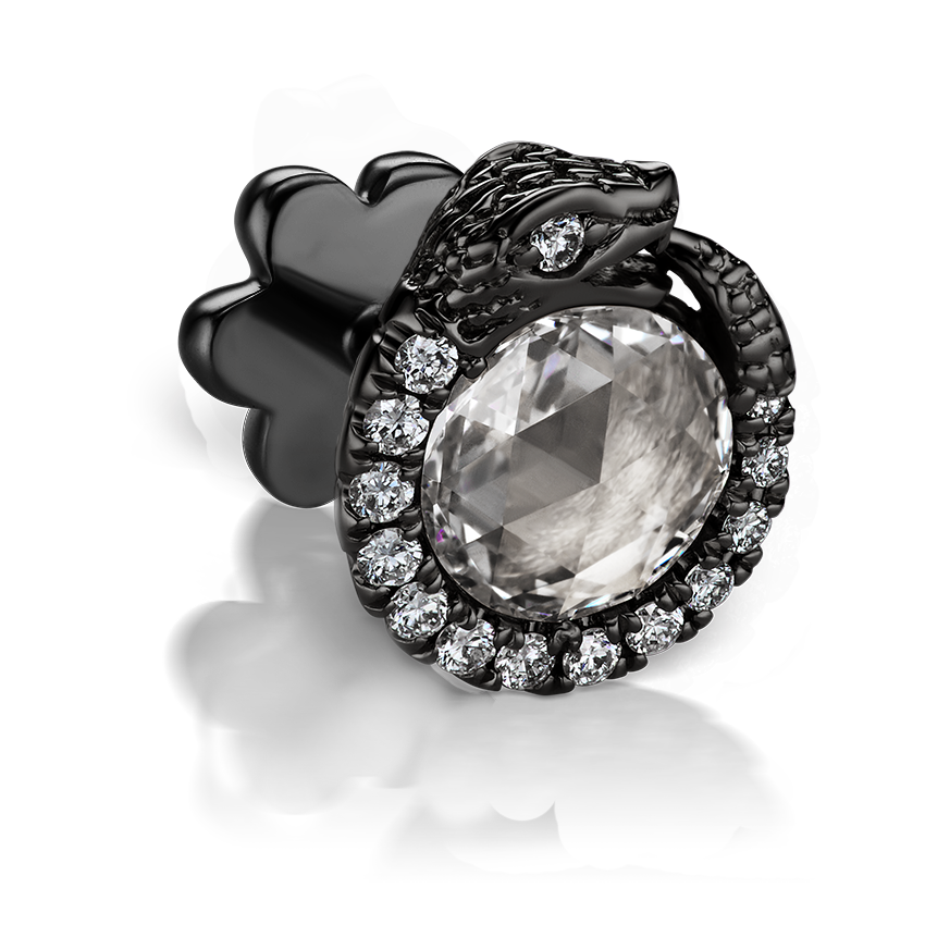 Diamond Pavé Ouroboros Threaded Stud Earring