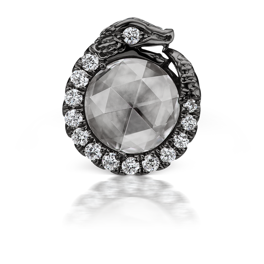 Diamond Pavé Ouroboros Threaded Stud Earring