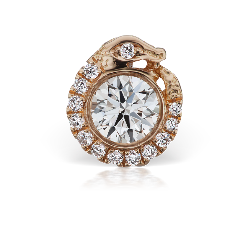 Diamond Pavé Ouroboros Threaded Stud Earring