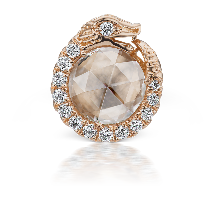 Diamond Pavé Ouroboros Threaded Stud Earring