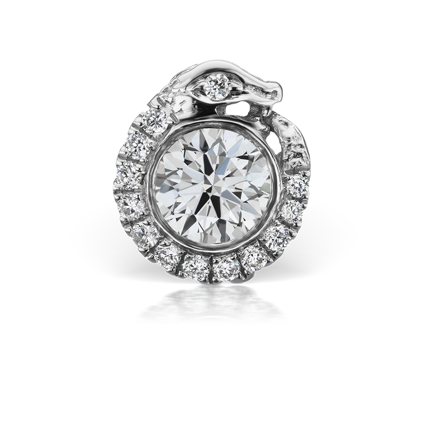 Diamond Pavé Ouroboros Threaded Stud Earring