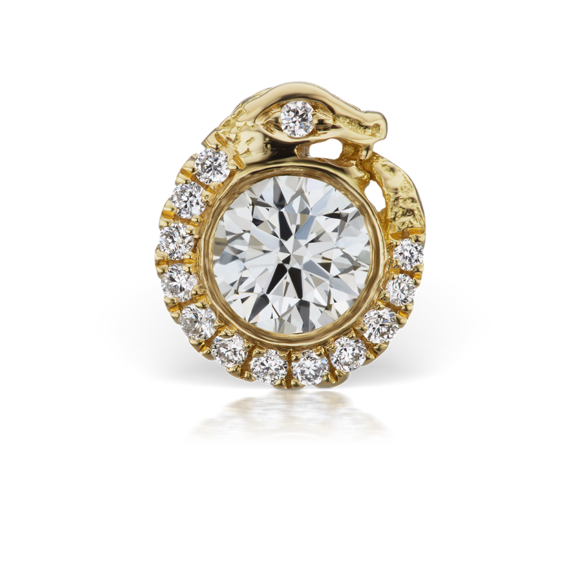 Diamond Pavé Ouroboros Threaded Stud Earring